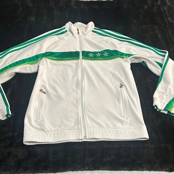 Adidas White gold and Green Track Jacket with gold hardware & Stars and zippers - Picture 1 of 10